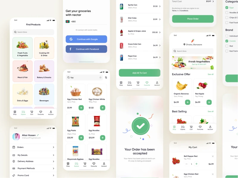 Online Groceries Free App UI Kit for Figma