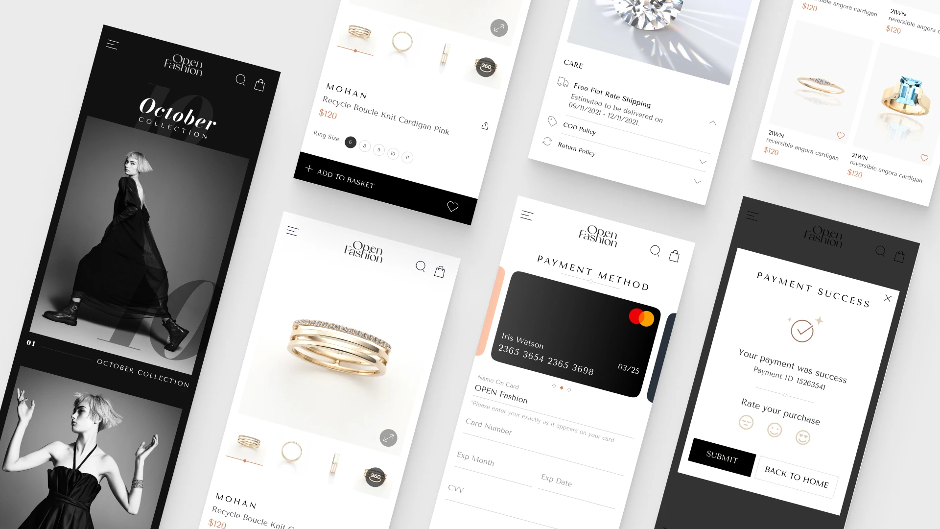 Open Fashion - Free eCommerce UI Kit for Figma - Free UI Kit with elegant and modern style will help you to quickly create your own design. Come with 30 essential screens, Open Fashion free UI kit are perfect fit for designer, developer, startup to quick adapt design. Open Fashion support auto layout, variant components and free font.