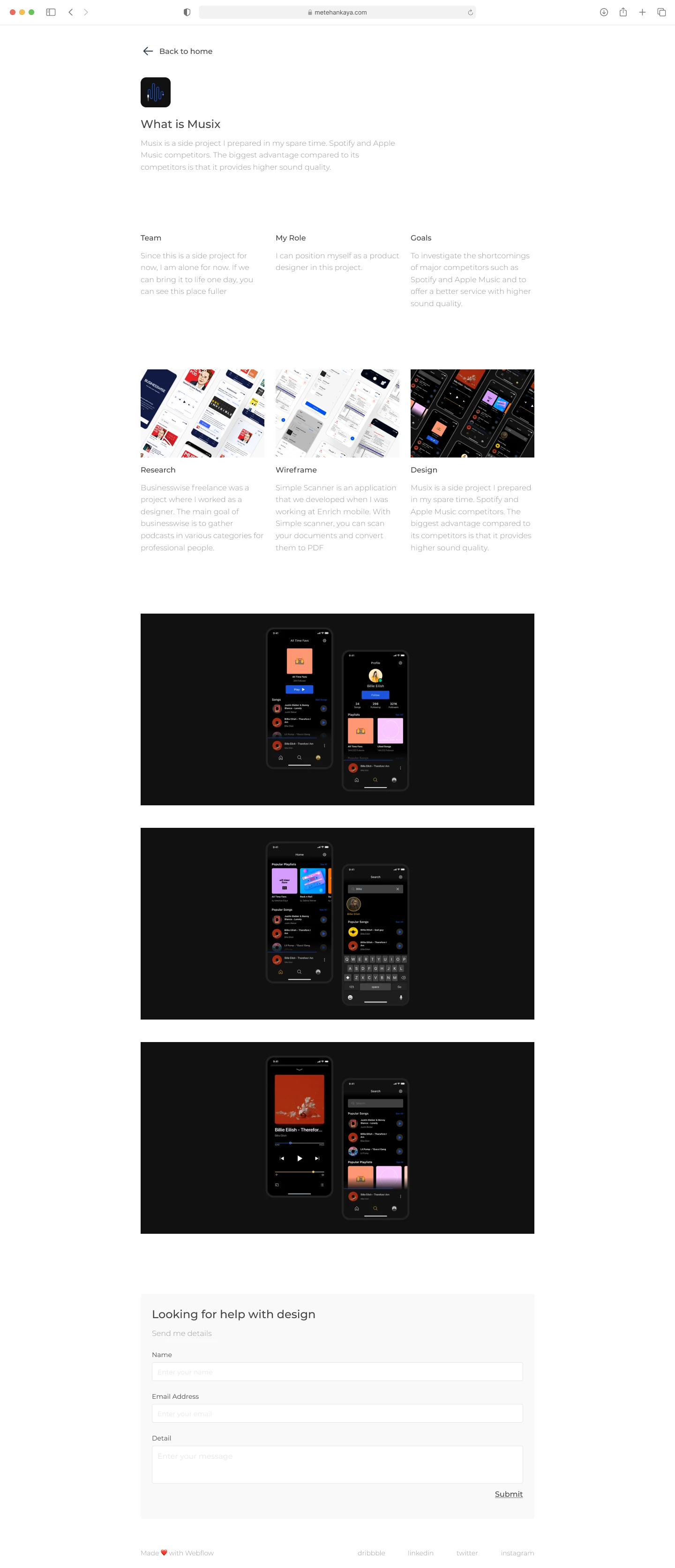 Portfolio Free Template for Figma - Clean and clear UI Kit with necessary stuff to create a new portfolio. It features 8 screen pages (Desktop + Mobile) to get you started on your projects.