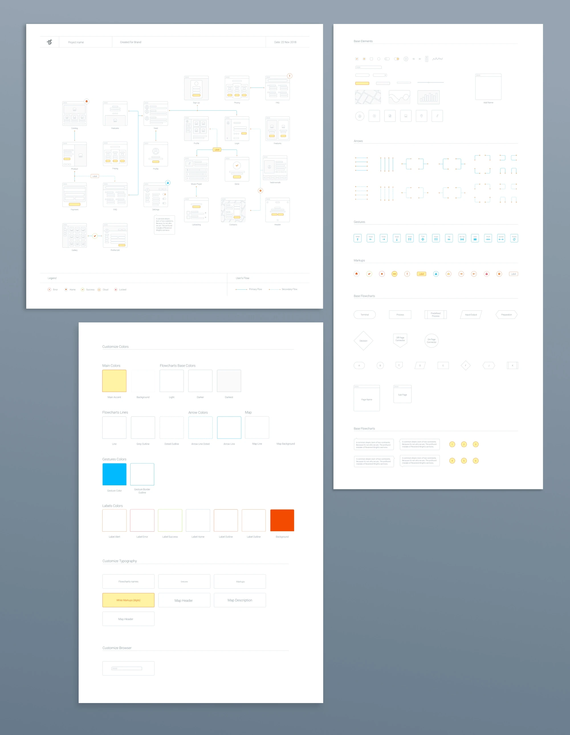 Wireframe Prototyping System - Plan your project navigation with these beautiful maps. For your mobile and web projects.