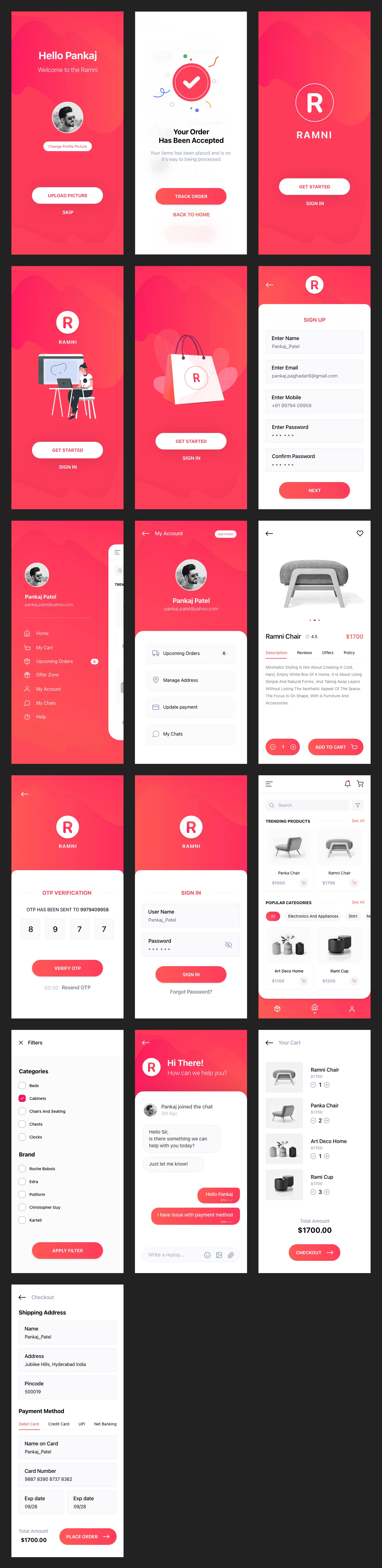 Ramni - Free eCommerce UI Kit for Adobe XD - A multipurpose UI KIT for all Mobile Apps, designed with classic design style without leaving a shopping feel. Suitable for all businesses or startups that provide services. Modifying the template is quite simple