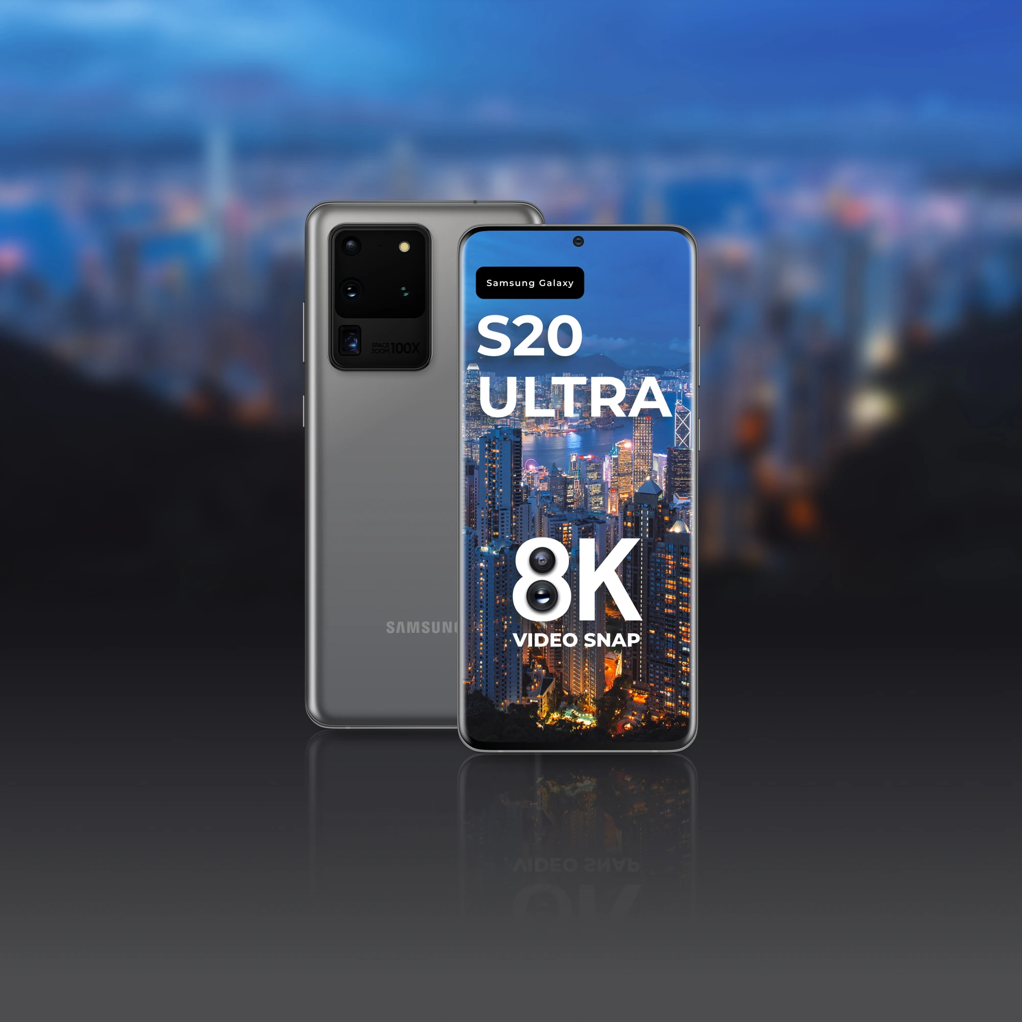 Samsung Galaxy S20 Ultra Mockup for Figma - Samsung Galaxy S20 Ultra is a brand new phone that features a great set of cameras, screen size, and a modern visual.