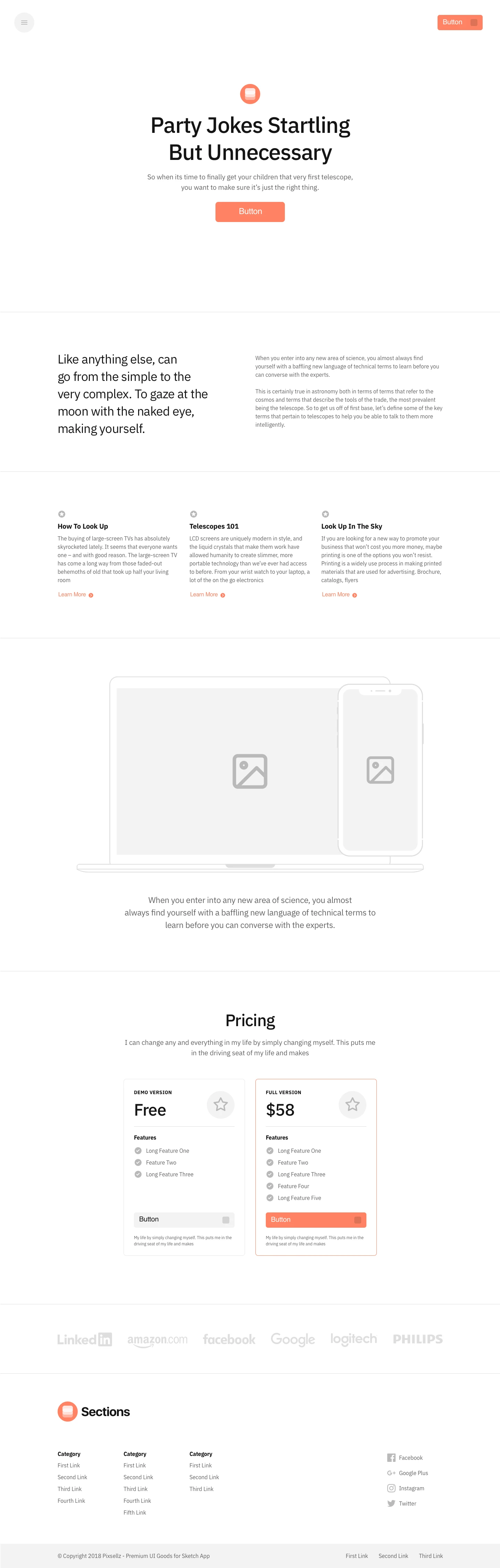 Sections - Landing Pages Wireframe Kit - Sections is made up of a large set of screens consisting of popular categories. This web UX screens will help you quickly create a prototype for web services.