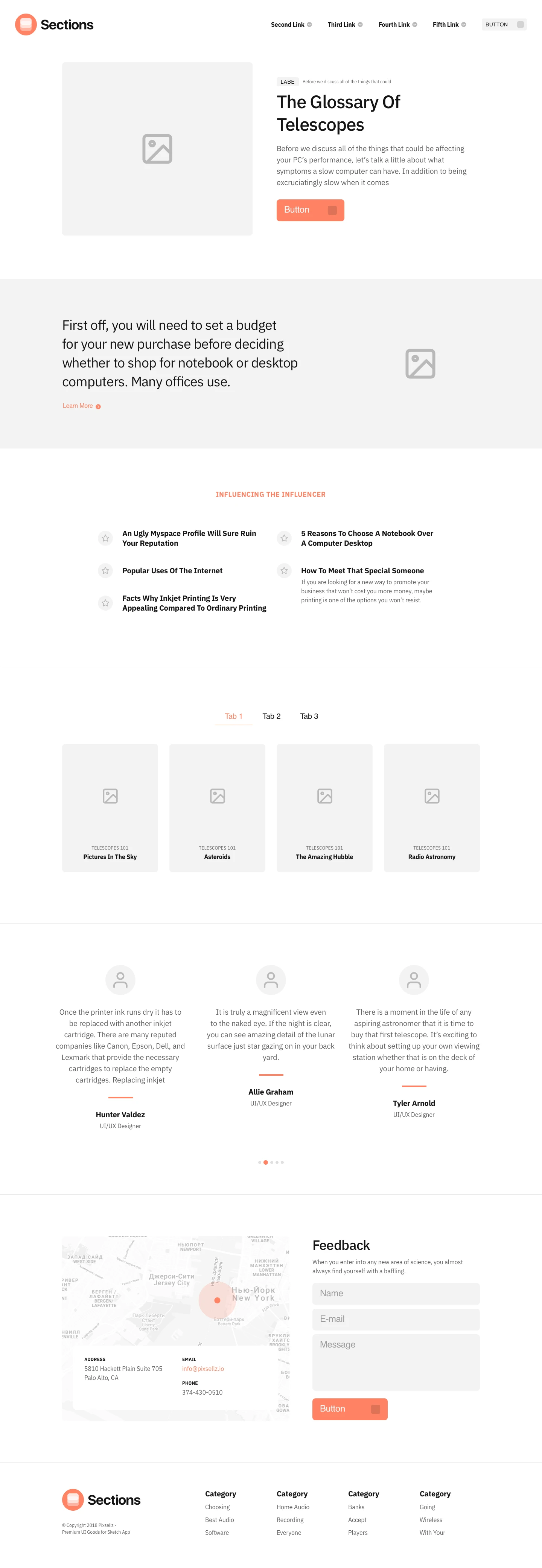 Sections - Landing Pages Wireframe Kit - Sections is made up of a large set of screens consisting of popular categories. This web UX screens will help you quickly create a prototype for web services.