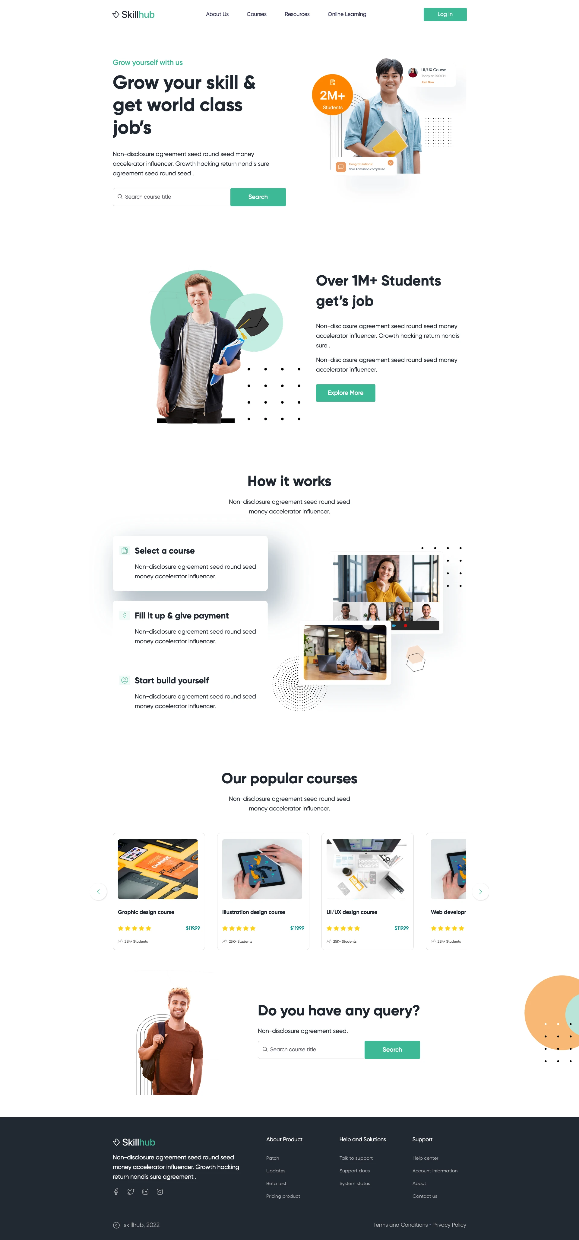 Skillhub - Free Webflow Template -  Skillhub is a very flexible, Education template which enables you to use it straight out of the box. It's fully responsive, retina ready and has a clutter free design with clean typography.