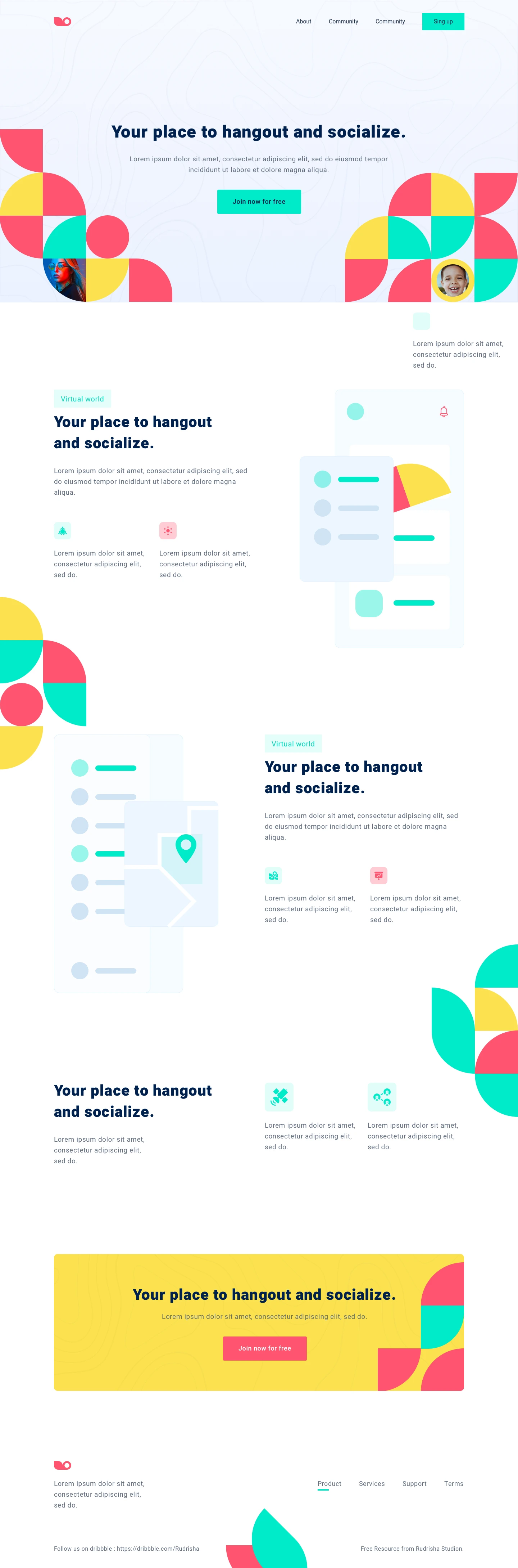 Social Meetup Landing Page for Sketch - Minimal and clean landing page design, great for you to get started a new project.