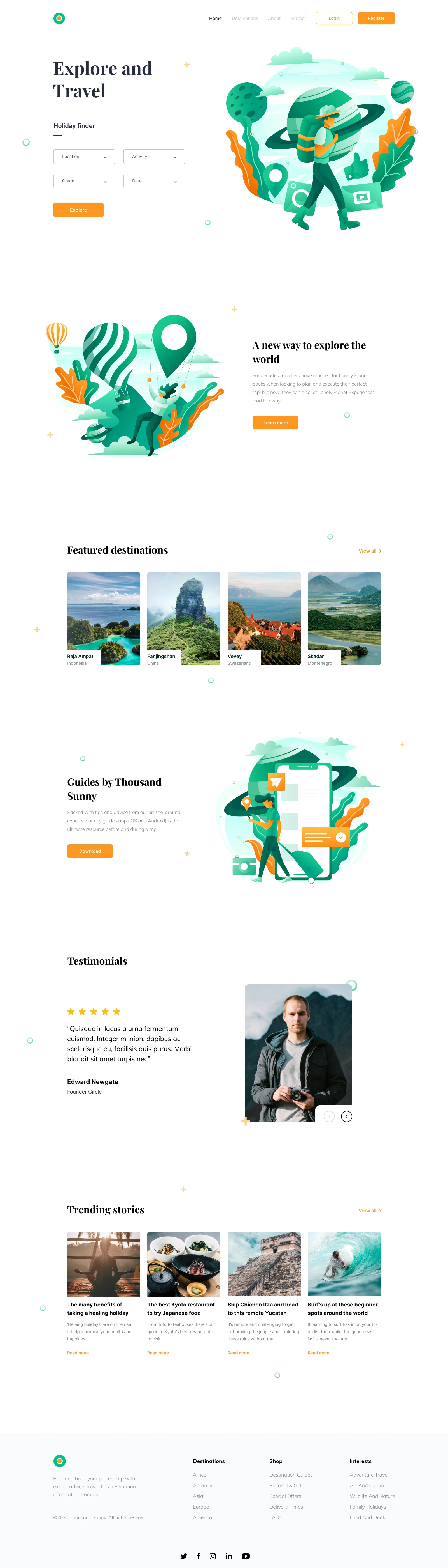 Tour and Travel Website for Figma - Elegant and clean landing page design for tour and travel project.