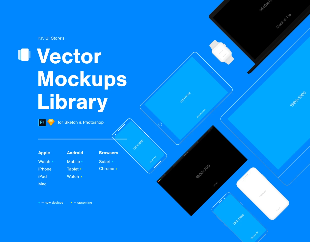 Vector Mockups Library - Huge collection of presentations mockups. This library consits of popular devices.
