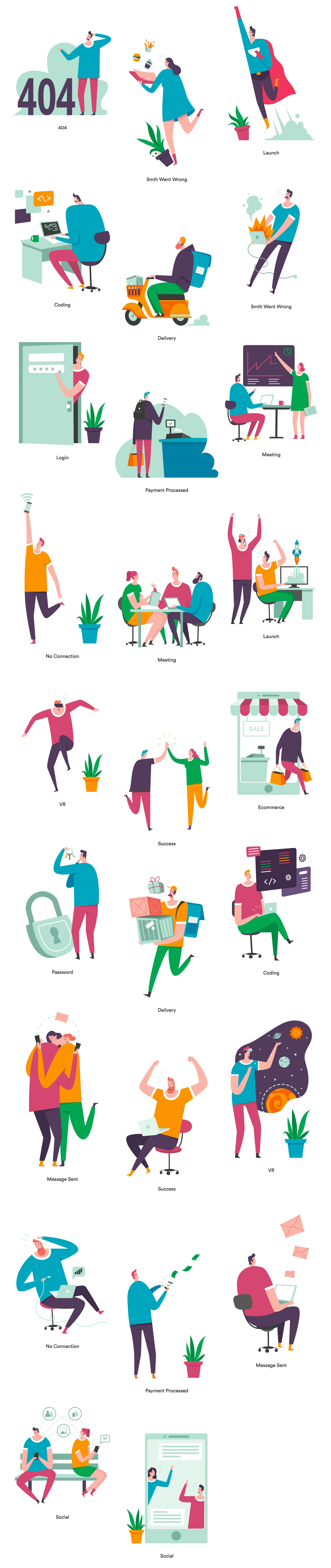 Whoosh! - Funny illustrations - Use this pack of illustrations for any kind of projects from websites to applications