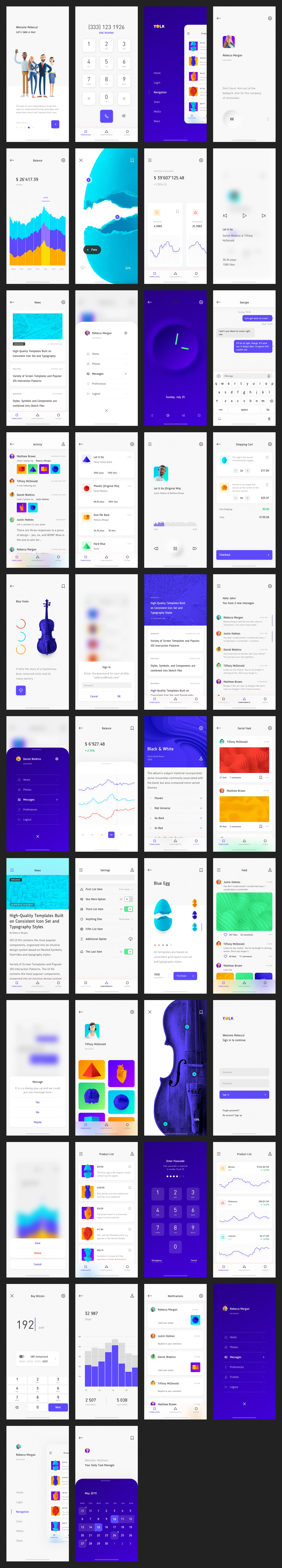Yolk Free iOS UI Kit Design System for Sketch - Yolk is free mobile UI Kit designed exclusively for Sketch by Antoni Sinote Botev. It features 42+ mobile screen pages to get you started on your projects.