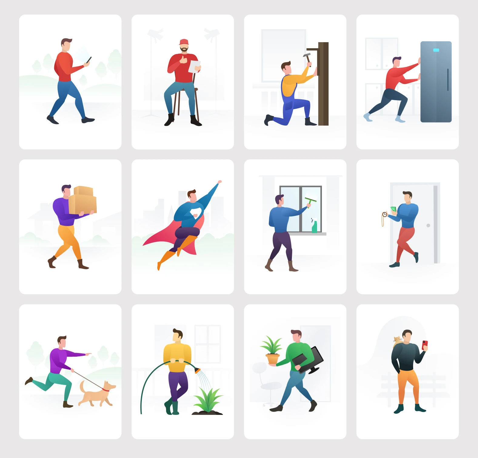 Your Home Helper - Free Illustrations Pack - Need to help with your home daily routine? You're welcome. Just download and use or edit our new illustrations pack of personal home helpers. 