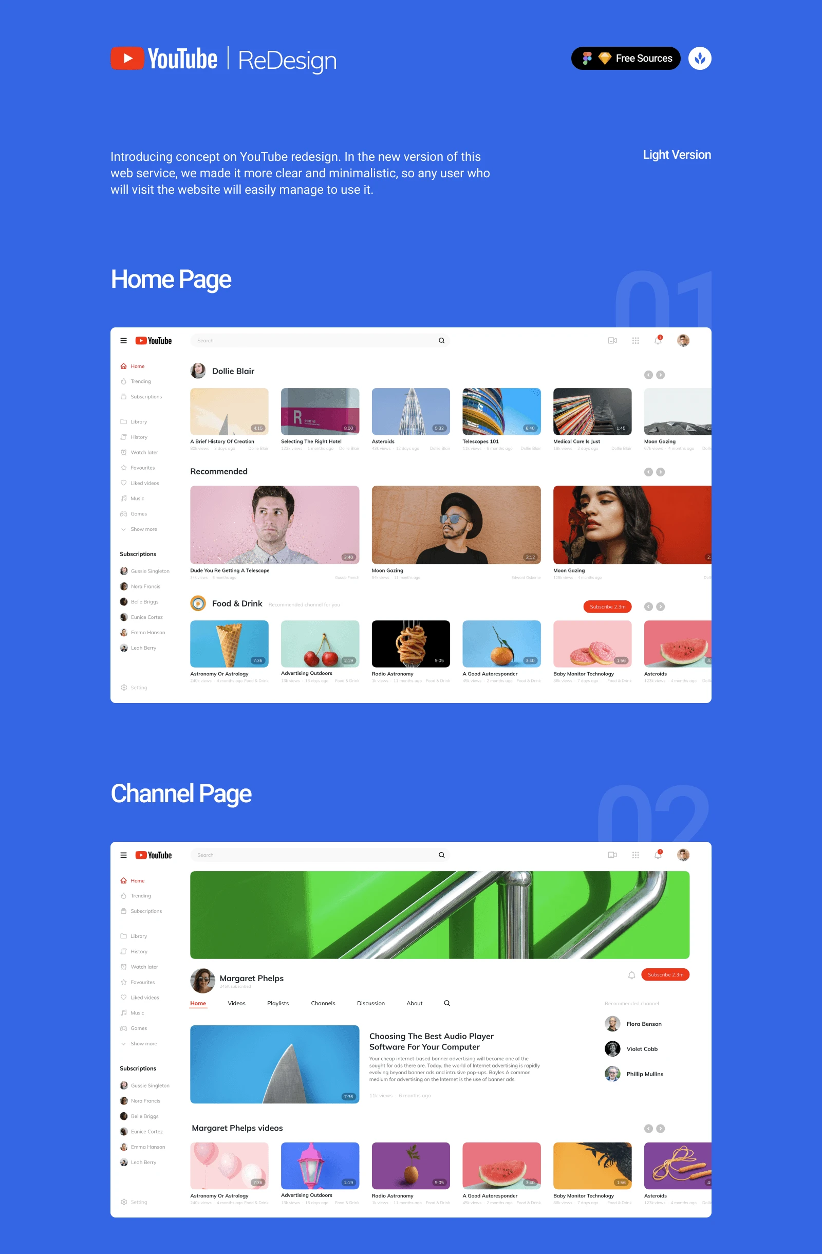 YouTube Redesign Concept - Introducing concept on YouTube redesign. In the new version of this web service, we made it more clear and minimalistic, so any user who will visit the website will easily manage to use it.